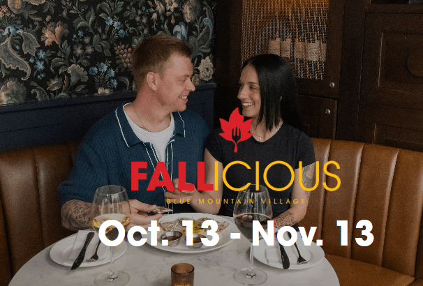 Fall dining at Blue Mountain Village during Fallicious 2026 in The Blue Mountains, Ontario.